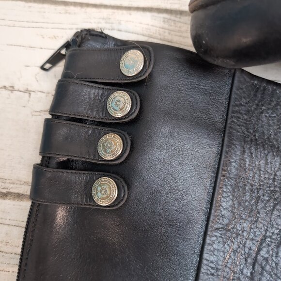 Poppy Barley Knee High Zipper Black Leather Equestrian boots Women Size 10 - Picture 6 of 12